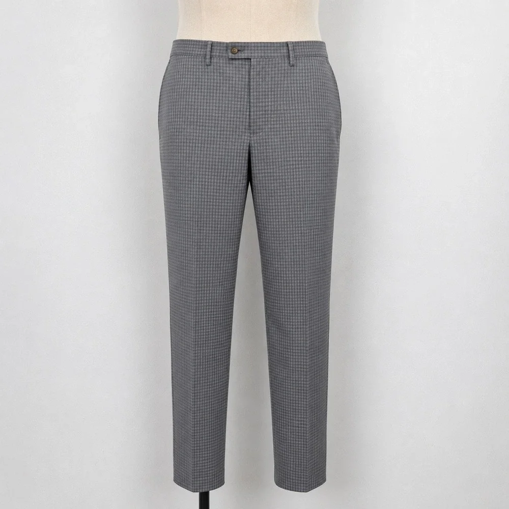 Lauren Ralph Lauren Mens Grey Micro Check Dress Pants 36W x 32L Stretch Trousers
